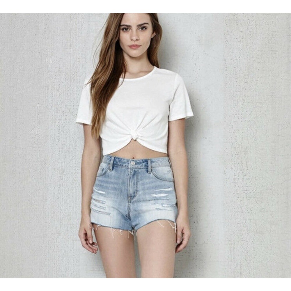 PacSun Denim High Rise Distressed Cut Off Jean Shorts